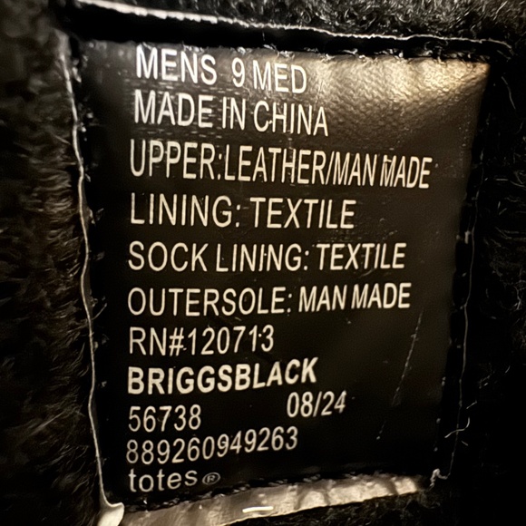 Mens Totes Briggs Black Waterproof Snow Boots, Size 9 w/ original box - Picture 8 of 11